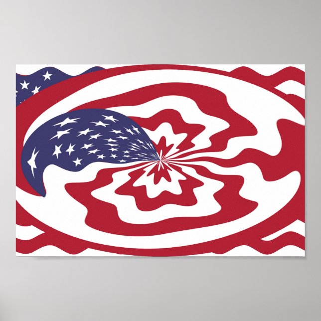 Poster Art patriotique américain abstrait étoiles et band (Devant)