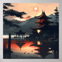 Art Paysage japonais, Aquarelle ai généré ar