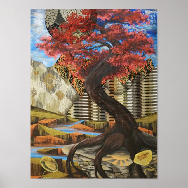 Poster Art Paysage Surréel de l'érable rouge japonais Imp (Devant)