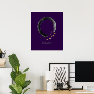 Poster Art personnalisable BREATHE Zen Enso Cercle Ginkgo