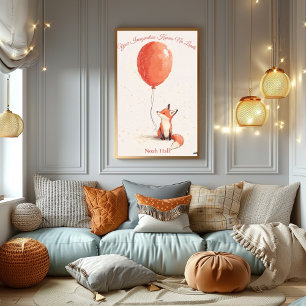 Poster Art personnalisé pour la nurserie – Renard avec ba