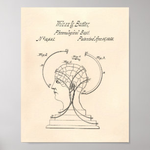 Poster Art phrénologique vieux Peper de brevet du buste