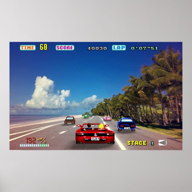 Poster Art Pixel rétro Outrun (Devant)