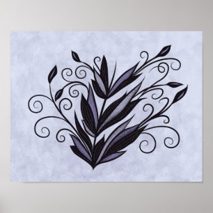 Poster Art Plante gothique - Flore noire et violette