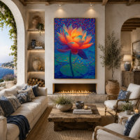 Art Pointillisme Fleur de Lotus Lumineuse