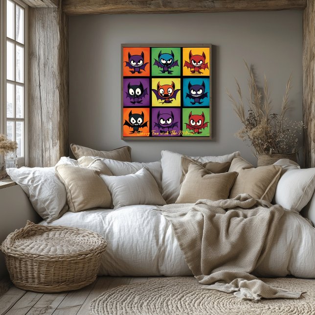 Poster Art Pop Cartoon Chauve-Souris Grille Halloween Déc (Créateur téléchargé)