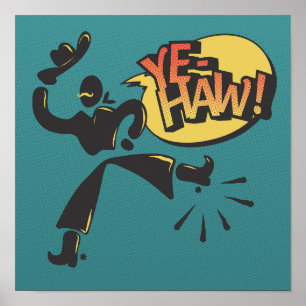 Poster Art pop cow-boy - rétro
