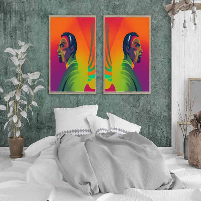 Poster Art pop en gras | Homme Afro-Américain Avec Locus (Créateur téléchargé)