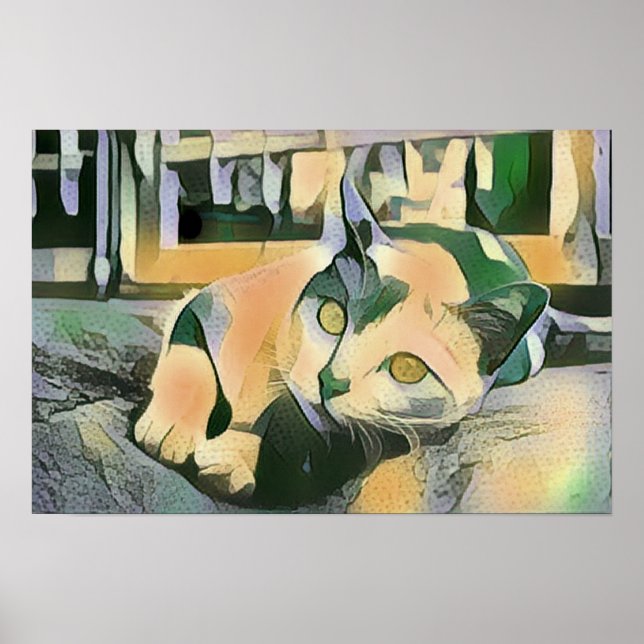 Poster Art Pop Moderne Calico Kitty Pour Amoureux de les  (Devant)