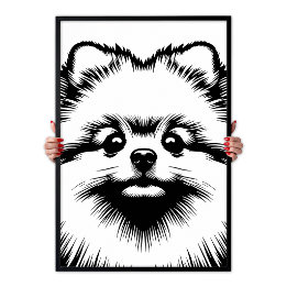 Poster Art Pop Poméranien Blanc & Noir Chic Esthétique