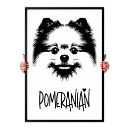 Poster Art Pop Poméranien Noir & Blanc Chic Esthétique