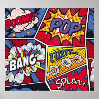 Poster Art pop rétro, motif de la bande dessinée.