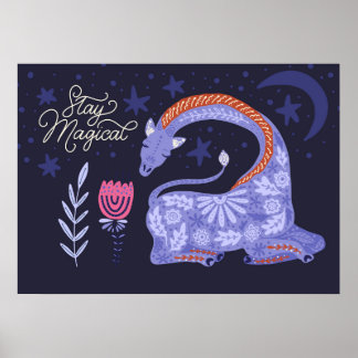 Poster Art populaire de la Giraffe magique