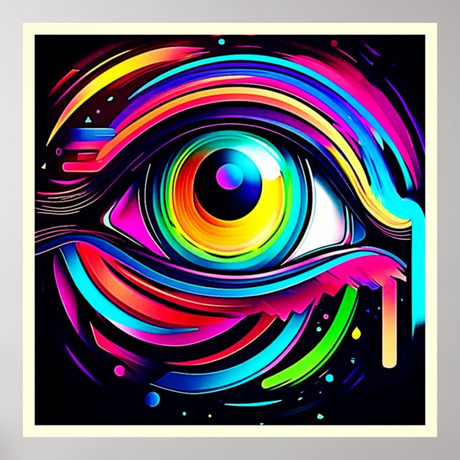 Poster Art Psychédélique Vibrant de l'Œil (Devant)
