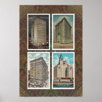 ART Recyclé : 1920S USA ARCHITECTURE 4 CARTES POST