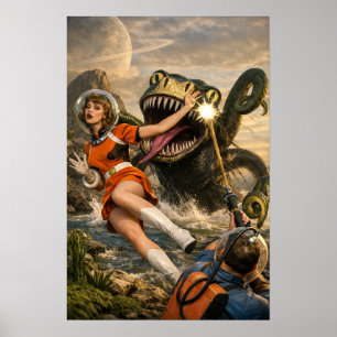 Poster Art Rétro Fantastique Monstre Spatial Sci-Fi
