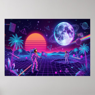 Poster Art Rétro Spacemen Synthwave Vaporwave