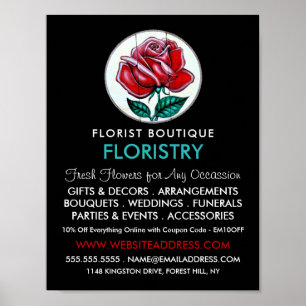 Poster Art rose, fleuriste, fleuriste Publicité