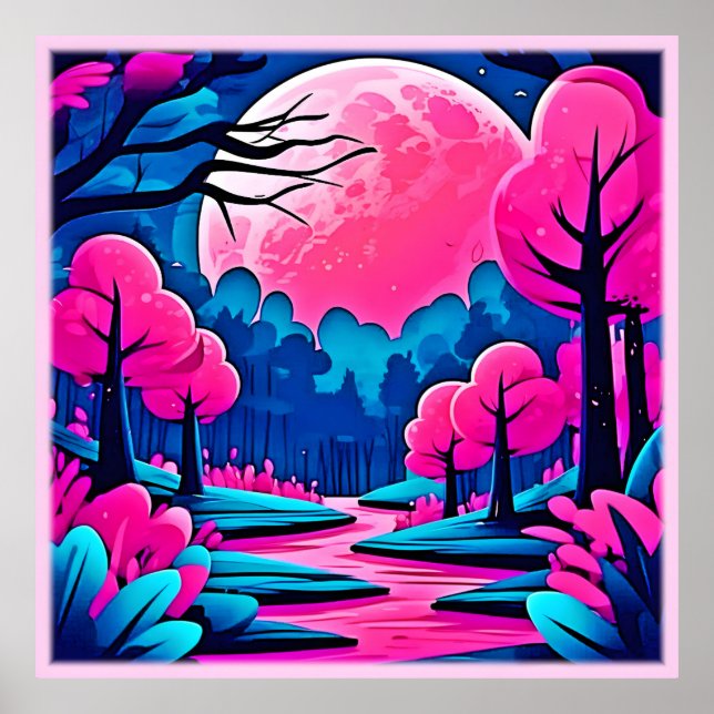 Poster Art rose Moonlit Forêt (Devant)