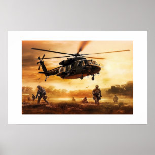 Poster Art scène d'action militaire