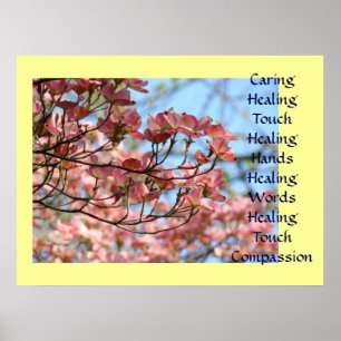 Poster Art Soins Guérison Touche Mains Mot Imprimés encad