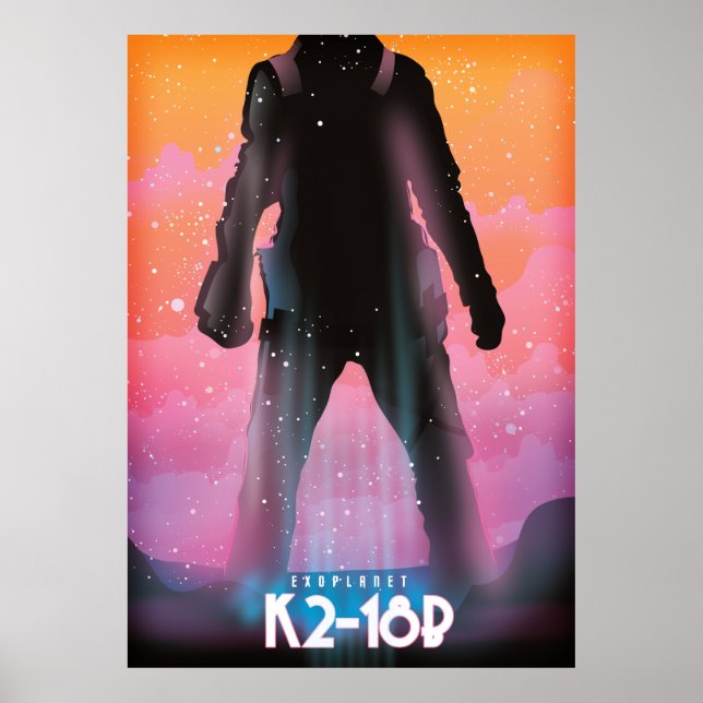 Poster Art spatial exoplanète K2-18b (Devant)