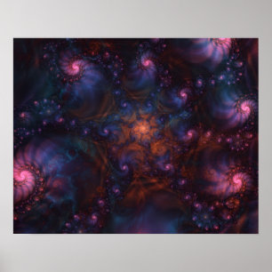 POSTER ART SPIRALÉ FRACAL POURPRE COSMIQUE