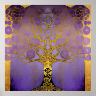Poster Art style Klimt violet et or