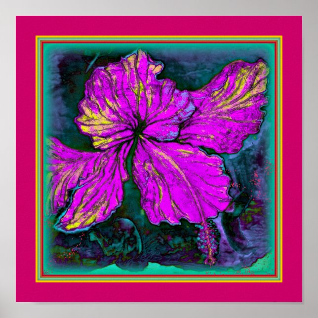 Poster ART SUR CANVAS. "Hibiscus Hovering" (Devant)