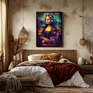 Poster Art synthwave cyberpunk de Mona Lisa