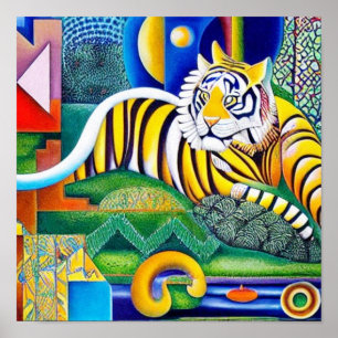 Poster Art Tigre Contemporain - Décor Oeil