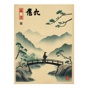 Poster Art traditionnel de voyage coréen rétro