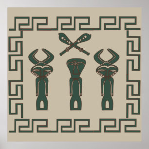 Poster Art tribal africain abstrait contemporain de visag