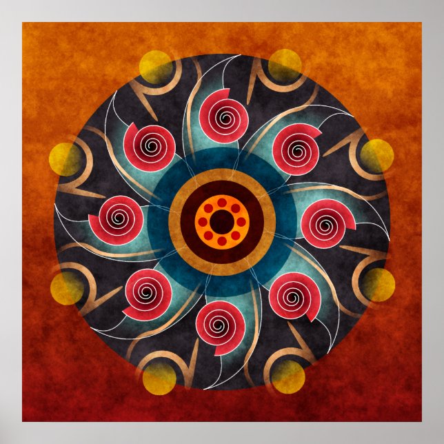 Poster Art vectoriel Abstrait couleur florale (Devant)