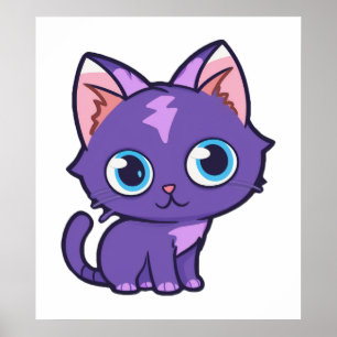 Poster Art vectoriel de chat Anime Violet