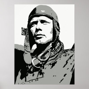 Poster Art vectoriel en niveaux de gris : Charles Lindber