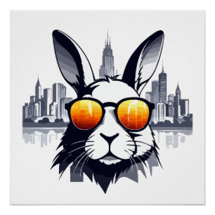 Poster Art vectoriel lapin Animal Moderne Ville Urbaine G