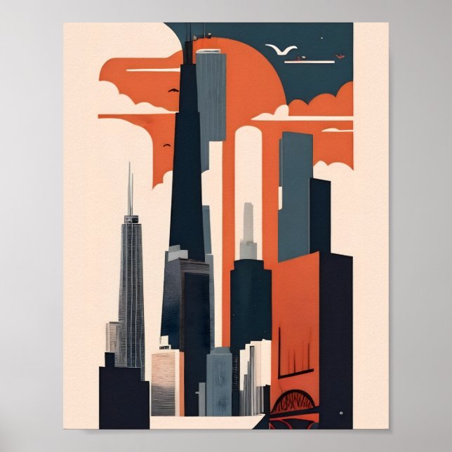 Poster Art vectoriel plat minimaliste New York (Devant)