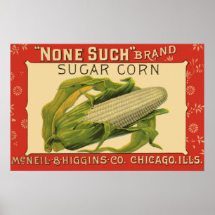 Poster Art végétal vintage d'étiquette, aucun un tel maïs