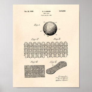 Poster Art vieux Peper de brevet de la balle de tennis