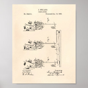 Poster Art vieux Peper de brevet de l'action de piano