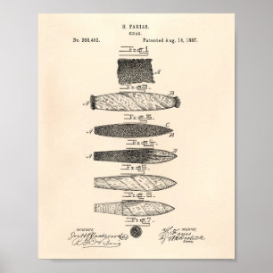 Poster Art vieux Peper de brevet du cigare 1887