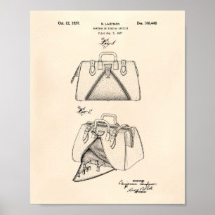 Poster Art vieux Peper de brevet du sac à main 1937