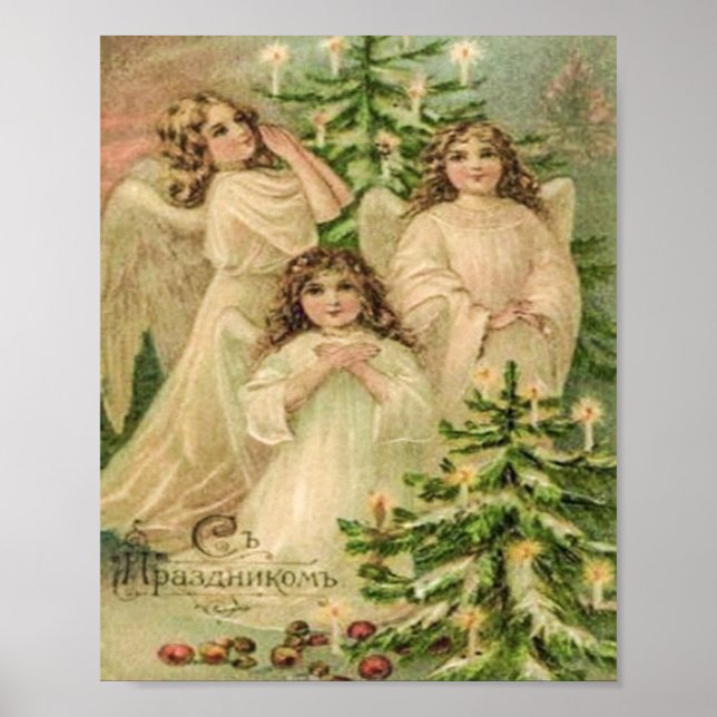 Poster Art vintage Anges de Noël russes (Devant)