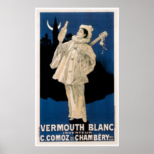 Poster Art vintage d'annonce de boissons de Blanc de
