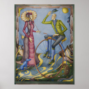 Poster Art vintage d'aquarelle de bicyclette