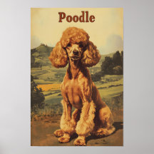 Art vintage de chien caniche