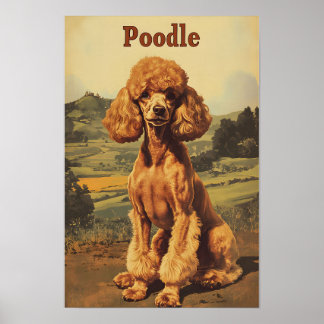 Poster Art vintage de chien caniche