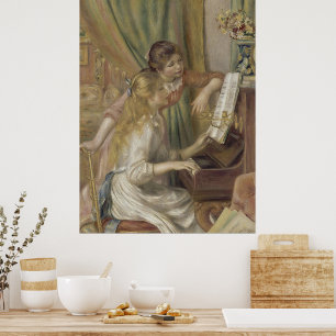 Poster Art vintage de filles au piano impressionniste fra