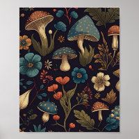 Art vintage Fleur de Champignons